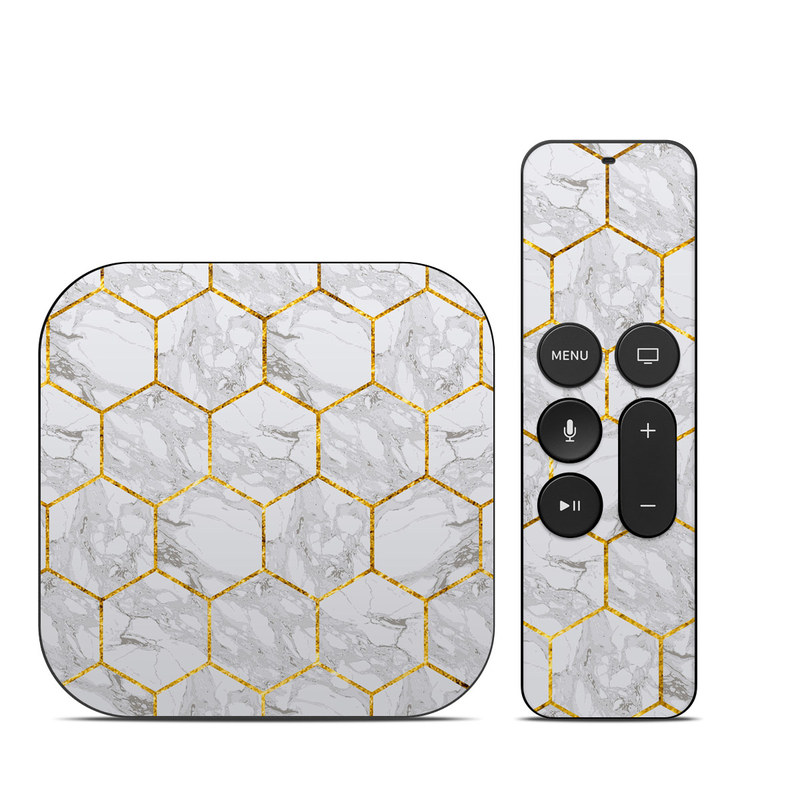 Apple TV HD, 4K 1st Gen Skin design of Pattern, Tile flooring, Line, Tile, Design, Flooring, Floor, with white, black, brown colors