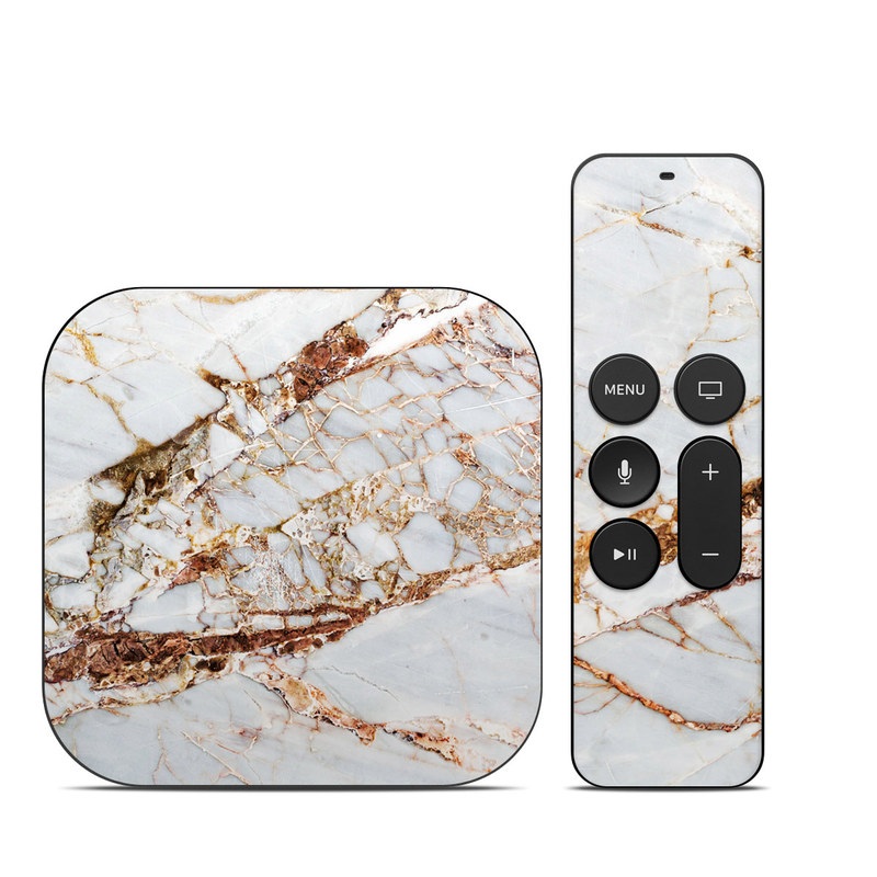 Apple TV HD, 4K 1st Gen Skin design of White, Branch, Twig, Beige, Marble, Plant, Tile, with white, gray, yellow colors