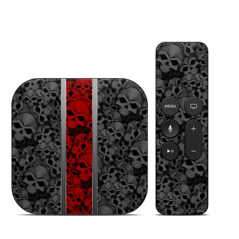 Apple TV HD, 4K 1st Gen Skin design of Font, Text, Pattern, Design, Graphic design, Black-and-white, Monochrome, Graphics, Illustration, Art, with black, red, gray colors
