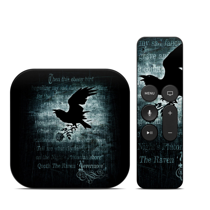 Apple TV HD, 4K 1st Gen Skin design of Bird, Text, Wing, Graphic design, Darkness, Font, Illustration, Graphics, with black, white, blue colors