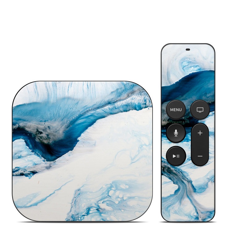 Apple TV HD, 4K 1st Gen Skin design of Glacial landform, Blue, Water, Glacier, Sky, Arctic, Ice cap, Watercolor paint, Drawing, Art, with white, blue, black colors