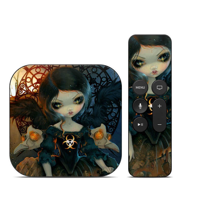 Apple TV HD, 4K 1st Gen Skin design of Doll, Head, Illustration, Eye, Cg artwork, Fictional character, Toy, Iris, Art, Mythology, with brown, red, black, orange, blue, yellow colors