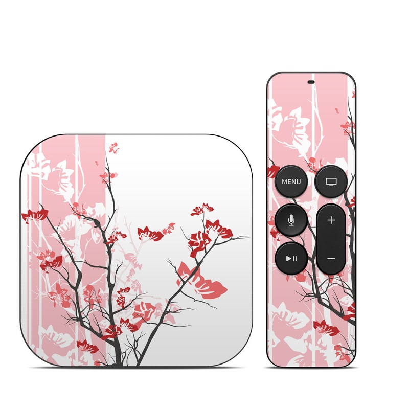 Apple TV HD, 4K 1st Gen Skin design of Branch, Red, Flower, Plant, Tree, Twig, Blossom, Botany, Pink, Spring, with white, pink, gray, red, black colors