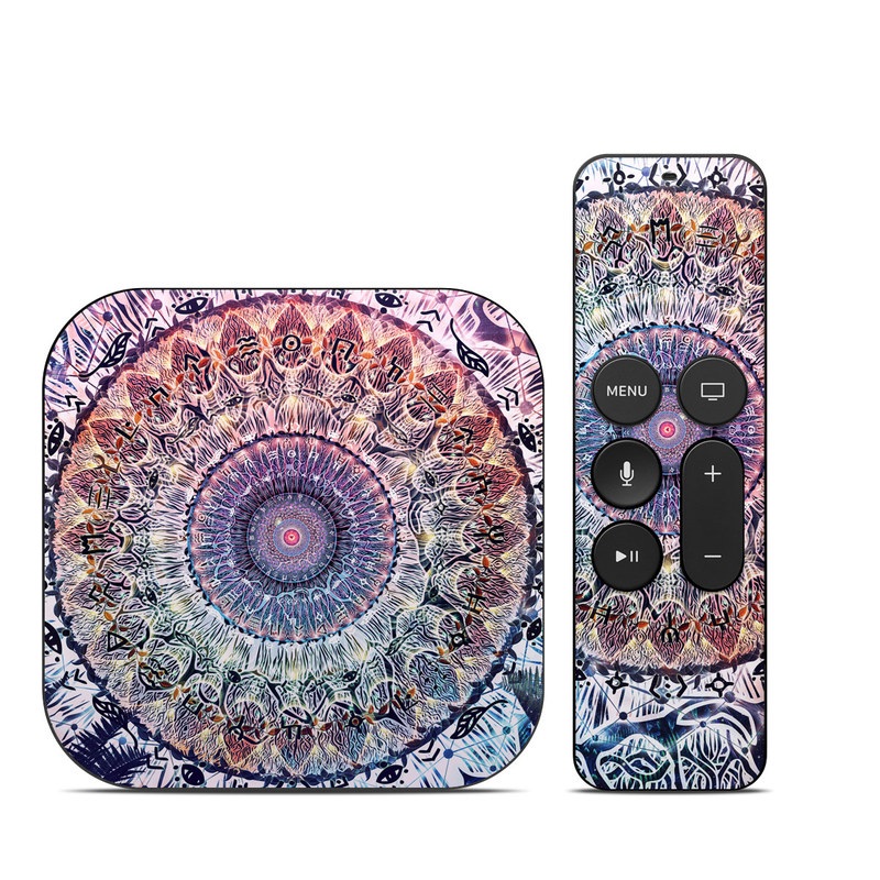 Apple TV HD, 4K 1st Gen Skin design of Tapestry, Pattern, Art, Close-up, Circle, Fractal art, Textile, Eye, Design, Kaleidoscope, with blue, red, yellow, purple, green colors