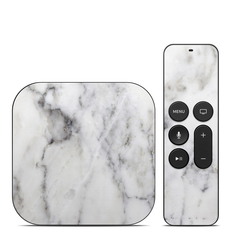 Apple TV HD, 4K 1st Gen Skin design of White, Geological phenomenon, Marble, Black-and-white, Freezing, with white, black, gray colors