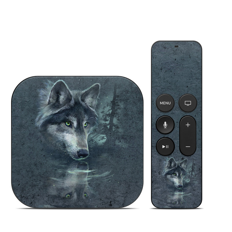 Apple TV HD, 4K 1st Gen Skin design of Wolf, Canidae, Wildlife, Red wolf, Canis, canis lupus tundrarum, Snout, Saarloos wolfdog, Wolfdog, Carnivore, with black, gray, blue colors
