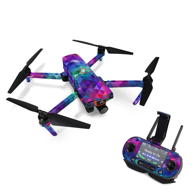 Autel EVO Skin design of Purple, Violet, Pattern, Blue, Magenta, Triangle, Line, Design, Graphic design, Symmetry, with blue, purple, green, red, pink colors