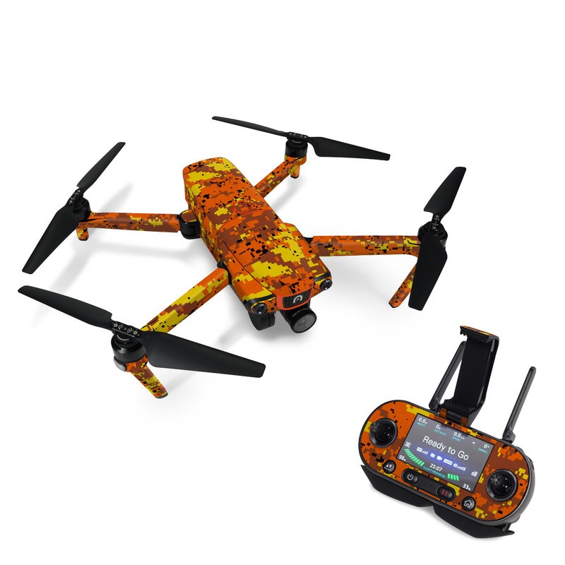 Autel EVO Skin design of Orange, Yellow, Leaf, Tree, Pattern, Autumn, Plant, Deciduous, with red, green, black colors