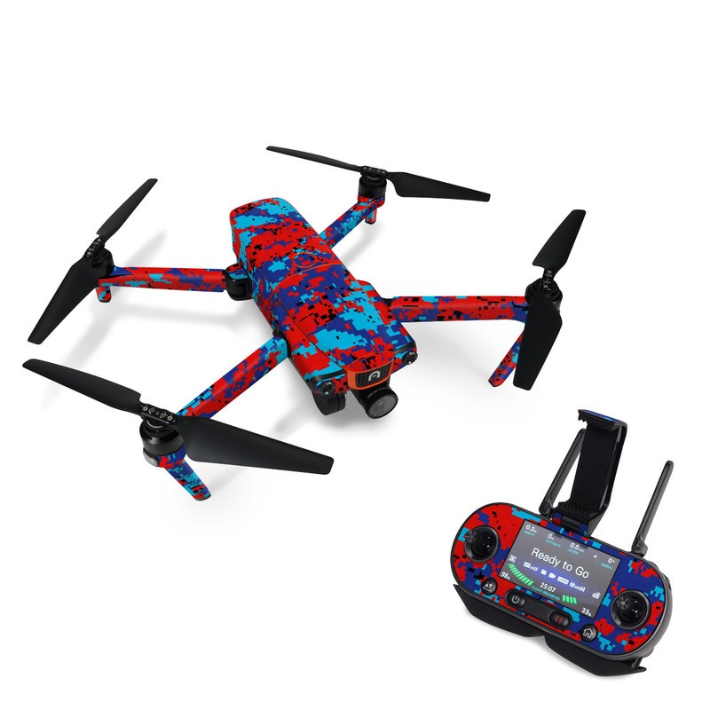 Autel EVO Skin design of Blue, Red, Pattern, Textile, Electric blue, with blue, red colors
