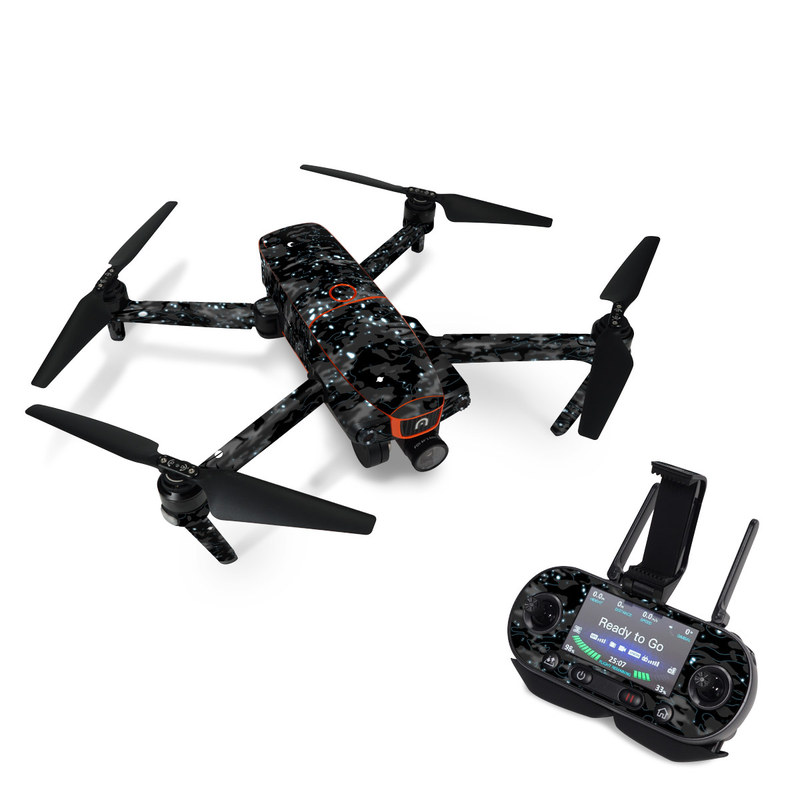 Autel EVO Skin design of Black, Water, Space, Black-and-white, Granite, with blue, white, gray, blue colors