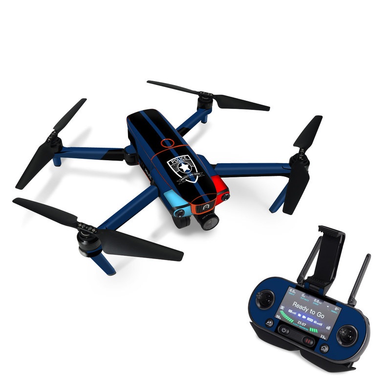 Autel EVO Skin design of Symbol, Logo, Badge, Emblem, Graphics, Security, Law enforcement, with blue, black, white colors