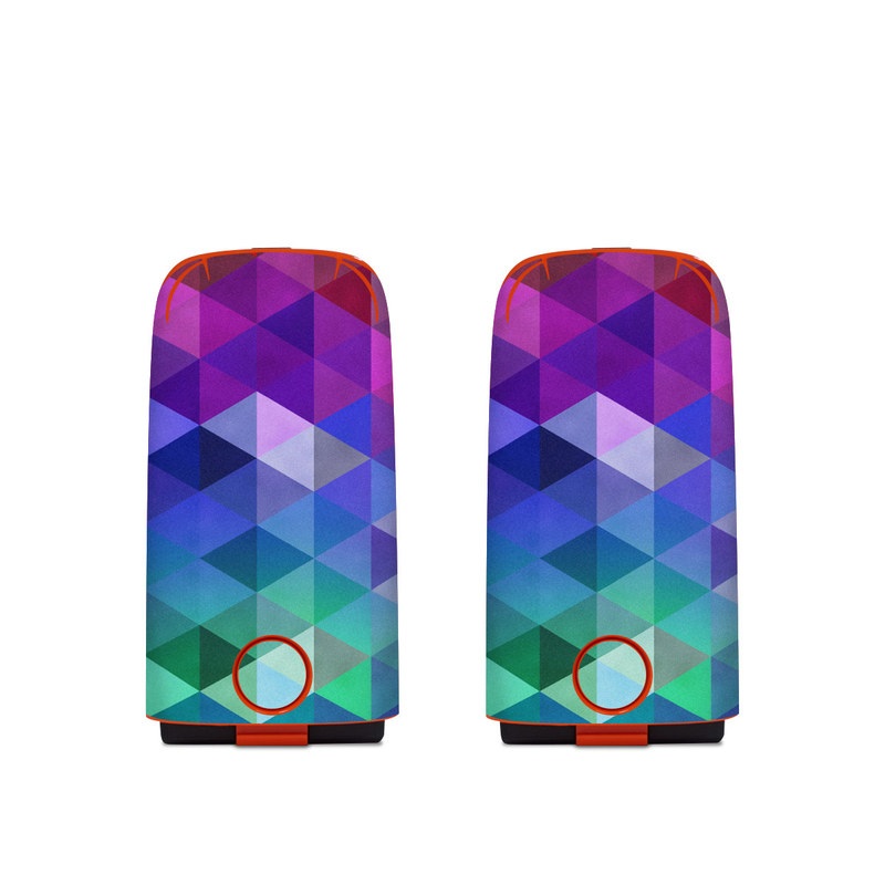 Autel EVO Battery Skin design of Purple, Violet, Pattern, Blue, Magenta, Triangle, Line, Design, Graphic design, Symmetry, with blue, purple, green, red, pink colors