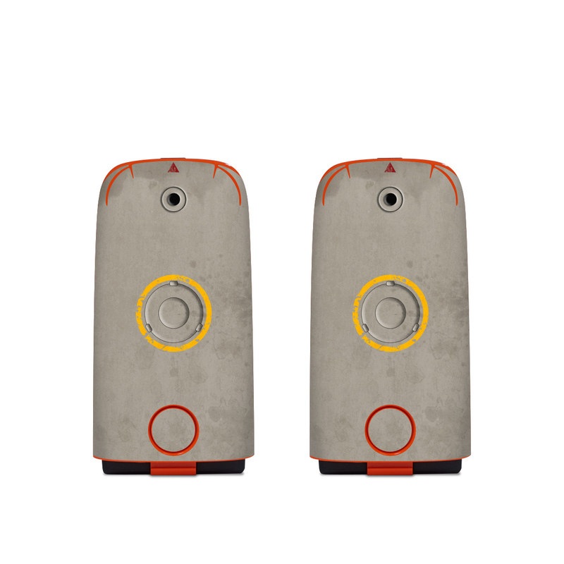 Autel EVO Battery Skin design of Yellow, Wall, Line, Orange, Design, Concrete, Font, Architecture, Parallel, Wood, with gray, yellow, red, black colors
