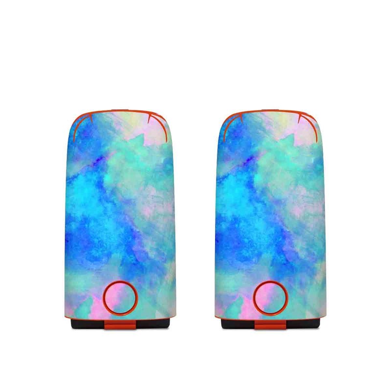 Autel EVO Battery Skin design of Blue, Turquoise, Aqua, Pattern, Dye, Design, Sky, Electric blue, Art, Watercolor paint, with blue, purple colors