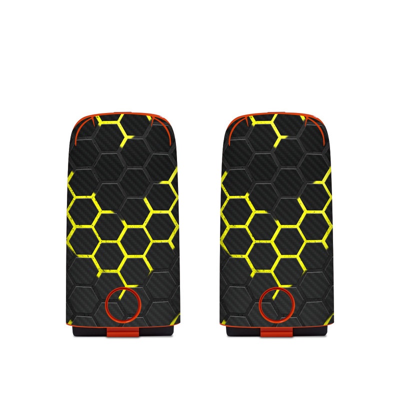 Autel EVO Battery Skin design of Black, Pattern, Yellow, Mesh, Net, Chain-link fencing, Design, Metal, with black, gray, yellow colors