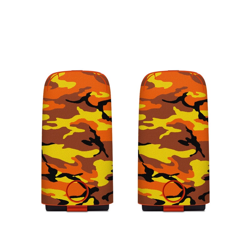 Autel EVO Battery Skin design of Military camouflage, Orange, Pattern, Camouflage, Yellow, Brown, Uniform, Design, Tree, Wildlife, with red, green, black colors