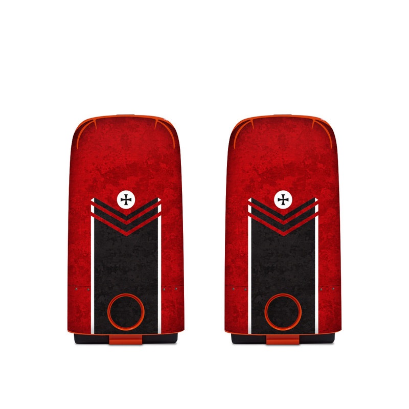 Autel EVO Battery Skin design of Bullet, Holes, War, Red, Text, Carmine, Colorfulness, Maroon, Symbol, Coquelicot, with red, black, white, gray colors