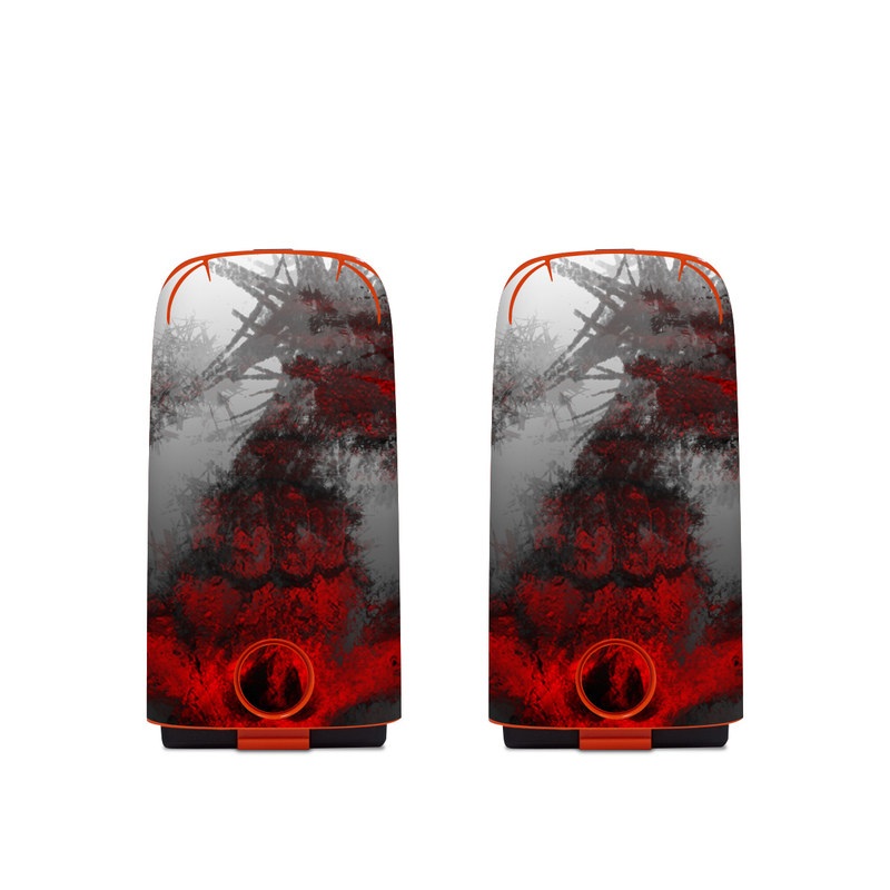 Autel EVO Battery Skin design of Red, Graphic design, Skull, Illustration, Bone, Graphics, Art, Fictional character, with red, gray, black, white colors