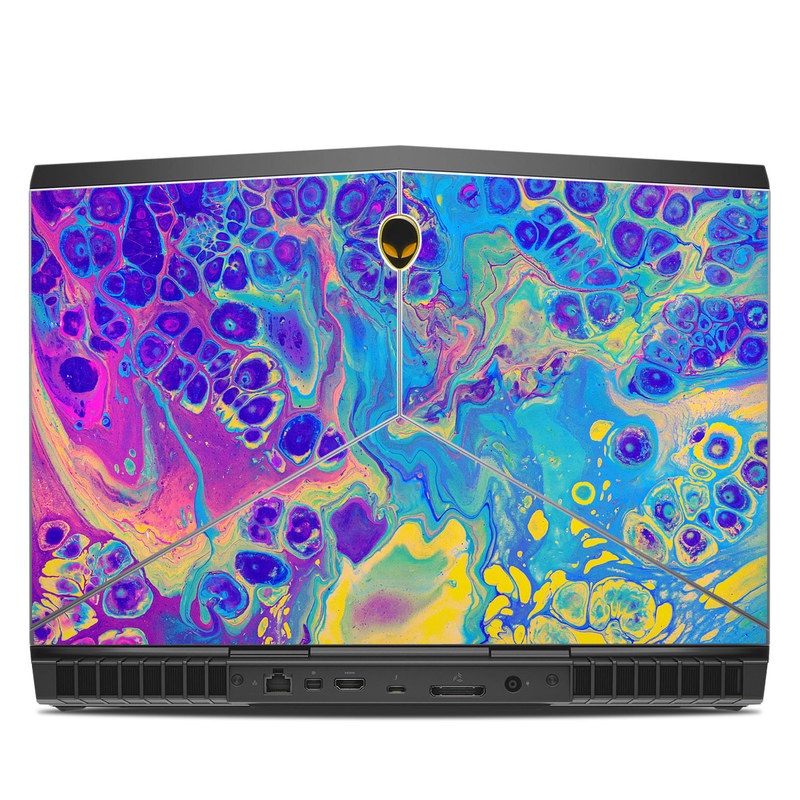 Alienware 15 R3 Skin design of Psychedelic art, Pattern, Purple, Visual arts, Design, Art, Fractal art, Electric blue, Graphic design, Graphics, with blue, yellow, purple, pink colors