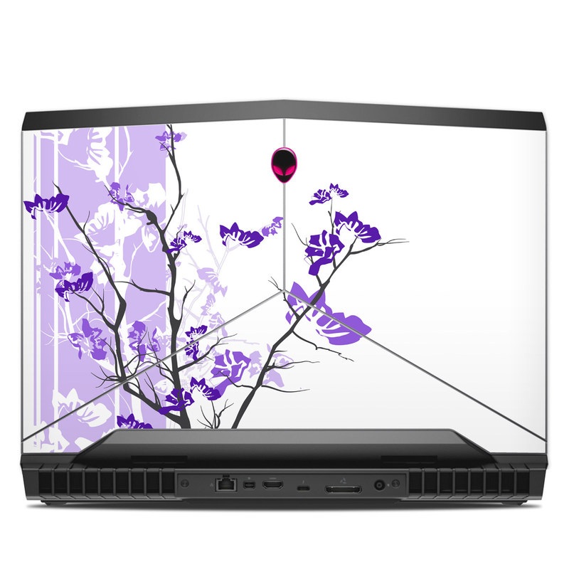 Alienware 17 R4 Skin design of Branch, Purple, Violet, Lilac, Lavender, Plant, Twig, Flower, Tree, Wildflower, with white, purple, gray, pink, black colors