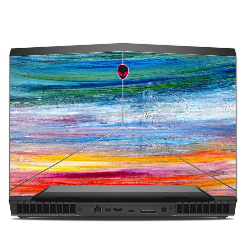 Alienware 17 R4 Skin design of Sky, Painting, Acrylic paint, Modern art, Watercolor paint, Art, Horizon, Paint, Visual arts, Wave, with gray, blue, red, black, pink colors