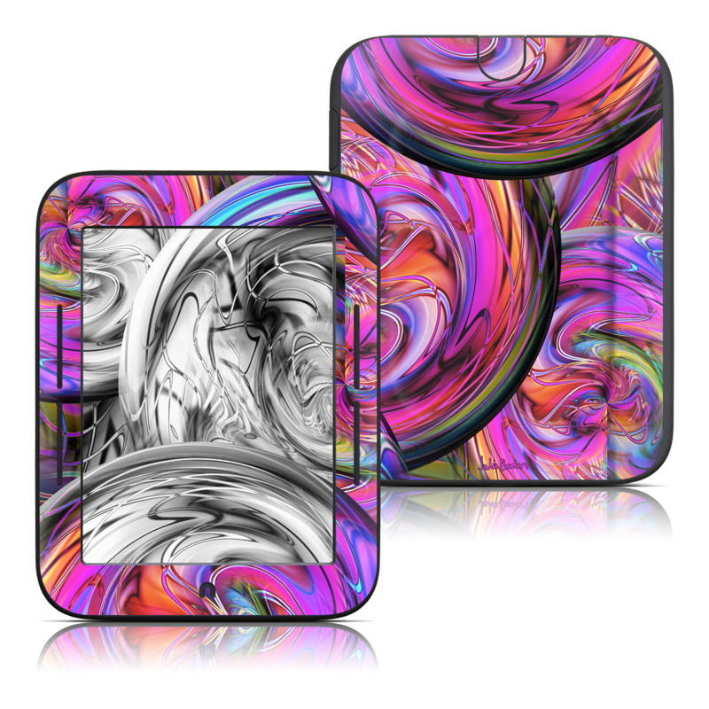 Barnes & Noble NOOK Simple Touch Skin design of Pattern, Psychedelic art, Purple, Art, Fractal art, Design, Graphic design, Colorfulness, Textile, Visual arts, with purple, black, red, gray, blue, green colors