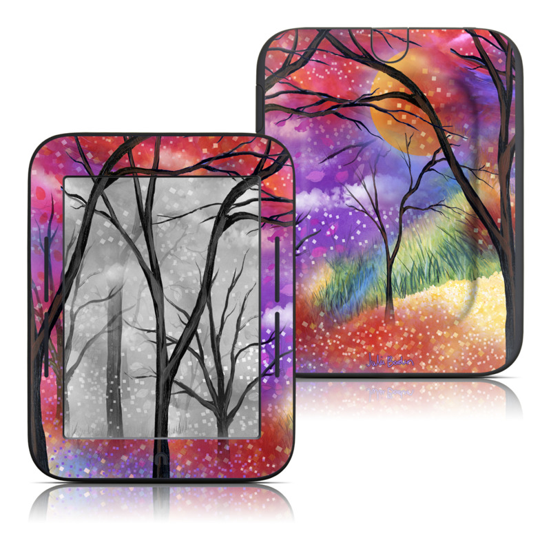 Barnes & Noble NOOK Simple Touch Skin design of Nature, Tree, Natural landscape, Painting, Watercolor paint, Branch, Acrylic paint, Purple, Modern art, Leaf, with red, purple, black, gray, green, blue colors