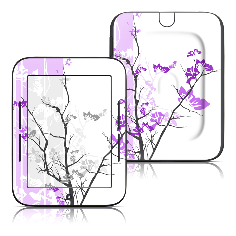 Barnes & Noble NOOK Simple Touch Skin design of Branch, Purple, Violet, Lilac, Lavender, Plant, Twig, Flower, Tree, Wildflower, with white, purple, gray, pink, black colors