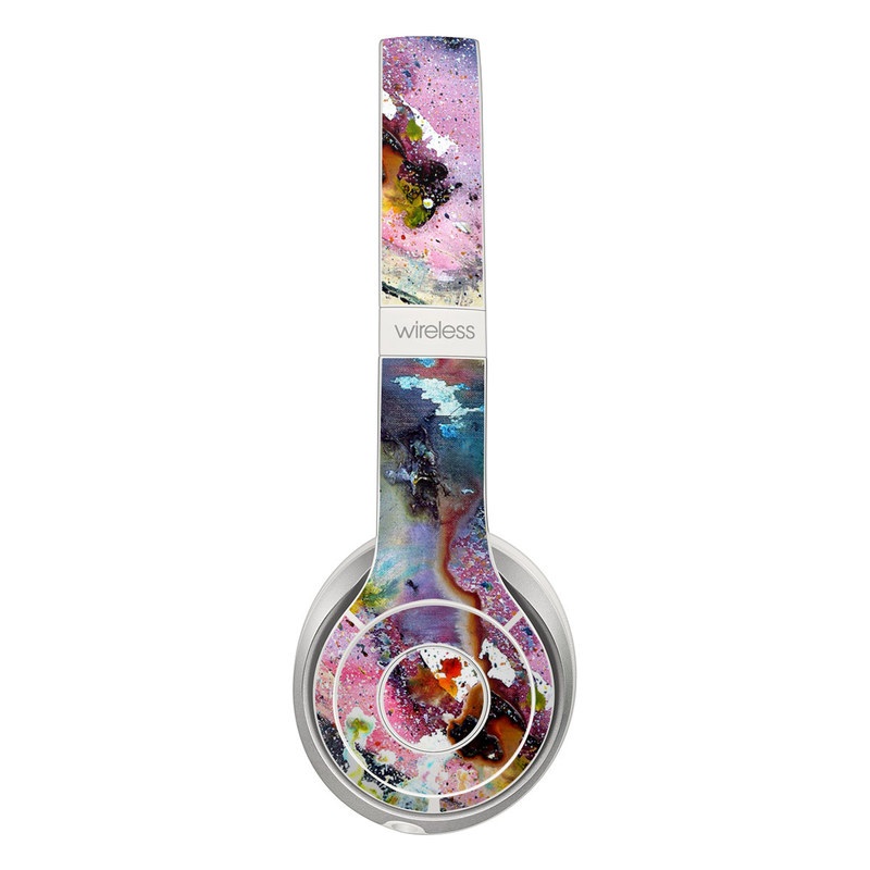 Beats Solo 2 Wireless Skin design of Watercolor paint, Painting, Acrylic paint, Art, Modern art, Paint, Visual arts, Space, Colorfulness, Illustration with gray, black, blue, red, pink colors