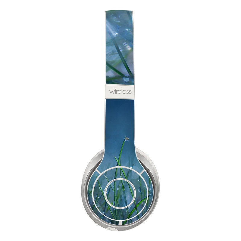 Beats Solo 2 Wireless Skin design of Moisture, Dew, Water, Green, Grass, Plant, Drop, Grass family, Macro photography, Close-up with blue, black, green, gray colors