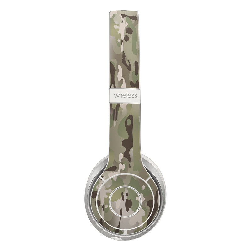 Beats Solo 2 Wireless Skin design of Military camouflage, Camouflage, Pattern, Clothing, Uniform, Design, Military uniform, Bed sheet with gray, green, black, red colors