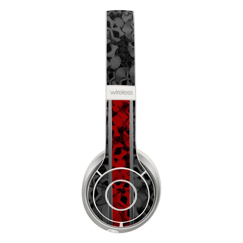 Beats Solo 2 Wireless Skin design of Font, Text, Pattern, Design, Graphic design, Black-and-white, Monochrome, Graphics, Illustration, Art with black, red, gray colors
