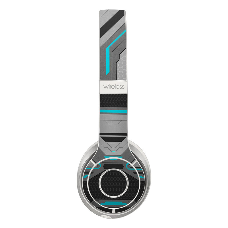 Beats Solo 2 Wireless Skin design of Blue, Turquoise, Pattern, Teal, Symmetry, Design, Line, Automotive design, Font with black, gray, blue colors