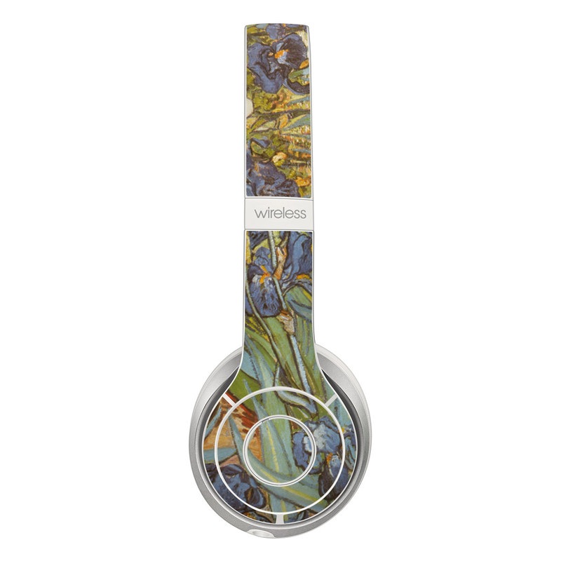 Beats Solo 2 Wireless Skin design of Painting, Plant, Art, Flower, Iris, Modern art, Perennial plant, with gray, green, black, red, blue colors
