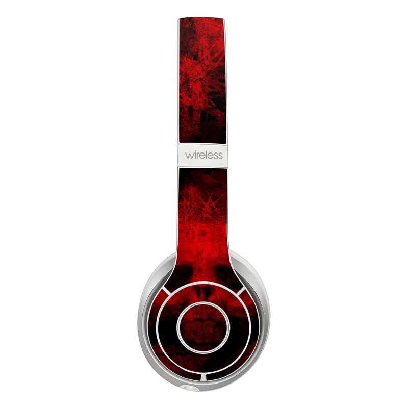 Beats Solo 2 Wireless Skin design of Red, Skull, Bone, Darkness, Mouth, Graphics, Pattern, Fiction, Art, Fractal art with black, red colors