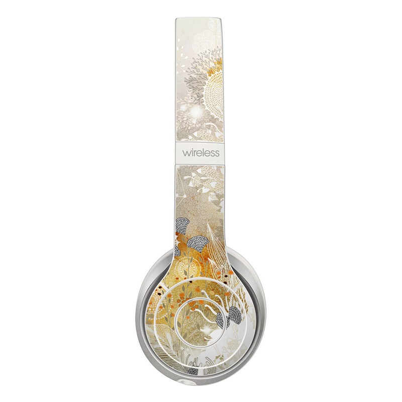 Beats Solo 2 Wireless Skin design of Pattern, Floral design, Flower, Plant, Illustration, camomile, Wildflower, Art with gray, yellow, pink, white, green colors