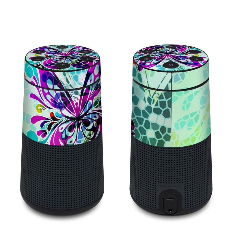 Bose SoundLink Revolve Skin design of Butterfly, Pattern, Insect, Moths and butterflies, Purple, Graphic design, Design, Pollinator, Visual arts, Magenta with blue, green, purple colors