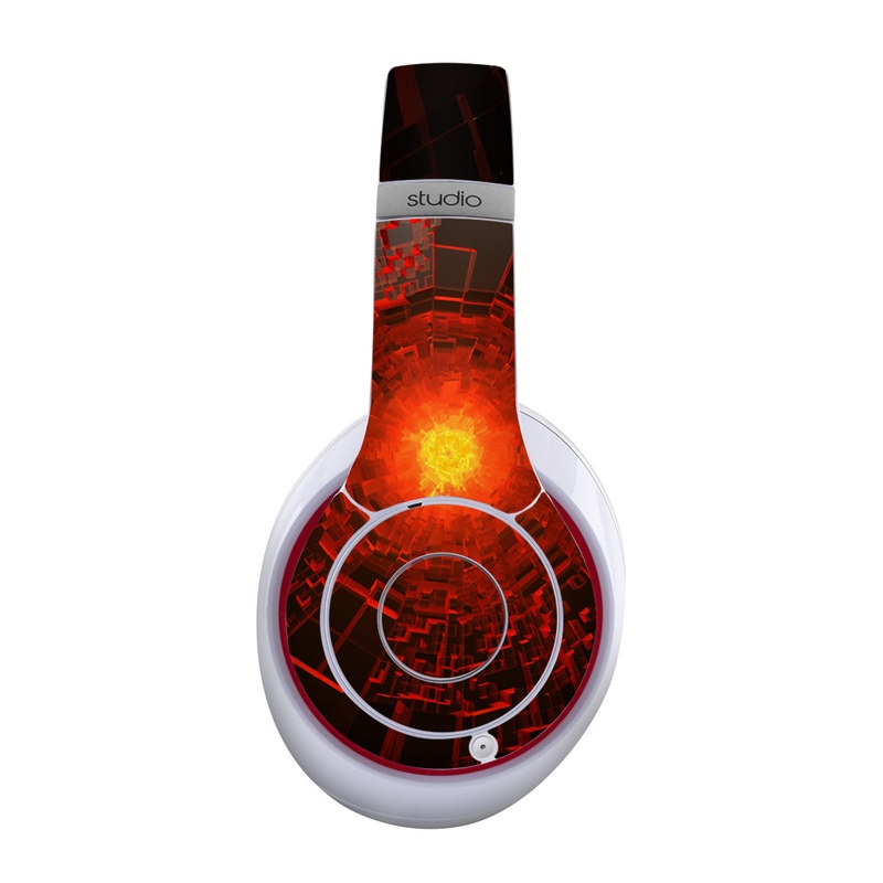 Beats Studio Wireless Skin design of Red, Fractal art, Light, Circle, Design, Art, Graphics, Symmetry, Pattern, Space, with black, red colors
