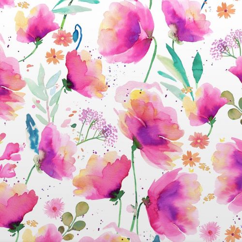 Design of Pink, Watercolor painting, Art Paint, Creative arts, Paint, Floral design, Geraniums, with white, pink, purple, green, yellow, orange colors