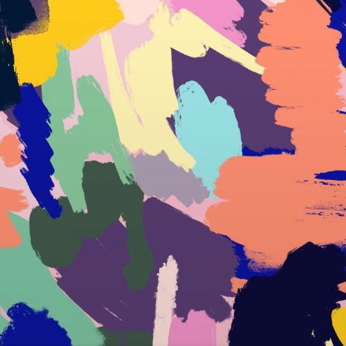 Design of Blue, Orange, Pink, Paint, Art Paint, Creative arts, Graphics, Modern art, with yellow, green, orange, blue, purple, black colors