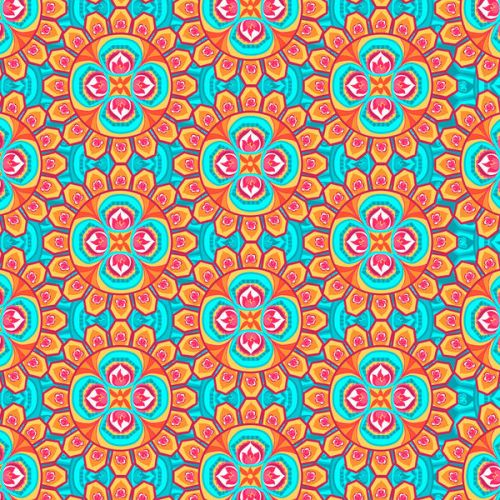 OtterBox Symmetry iPhone 6s Case Skin design of Pattern, Orange, Design, Textile, Wrapping paper, Visual arts, Motif, Circle, Art, with blue, orange, red, yellow colors