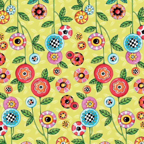 DJI Mavic Air 2 Skin design of Wrapping paper, Pattern, Textile, Design, Visual arts, Wildflower, Art, Plant, Child art, Flower, with green, blue, red, yellow, orange, pink colors