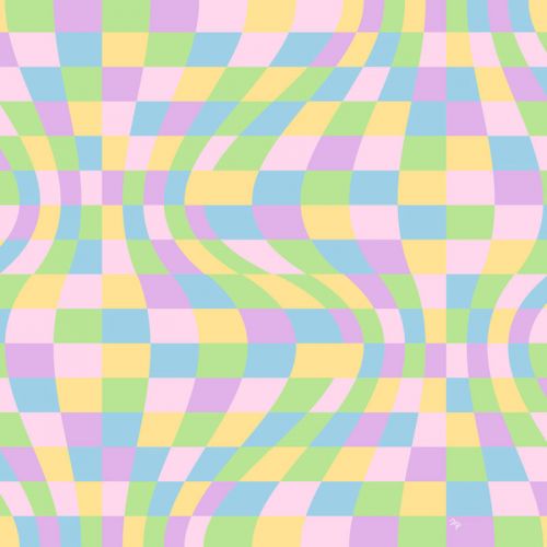 Design of Rectangle, Azure, Textile, Art, Painting, Violet, Pink, Font, Aqua, Material property, with pink, yellow, purple, blue, green colors