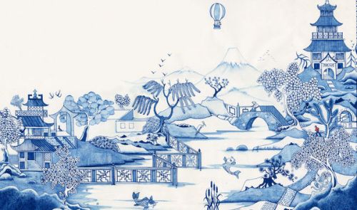 Design of Blue, Blue and white porcelain, Winter, Christmas eve, Illustration, Snow, World, Art with blue, white colors