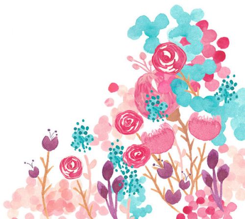 Yeti Rambler Mug 14oz Skin design of Pink, Pattern, Design, Illustration, Clip art, Plant, Graphics, Art, with white, pink, purple, blue, red colors