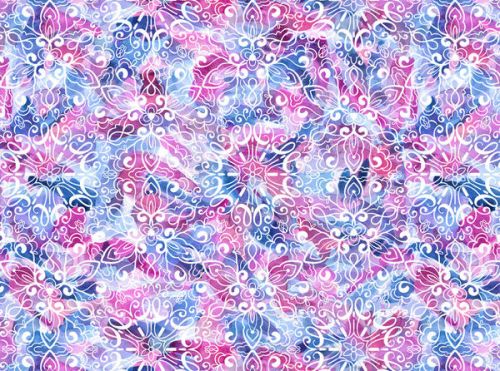 Wii Skin design of Pattern, Pink, Lilac, Design, Textile, Visual arts, Motif, Floral design, Plant, with blue, pink, purple, white colors