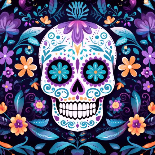Design of Textile, Petal, Aqua, Art, Symmetry, Flower, Pattern, Circle, Magenta, Electric blue, with yellow, orange, red, black, white, blue, purple colors
