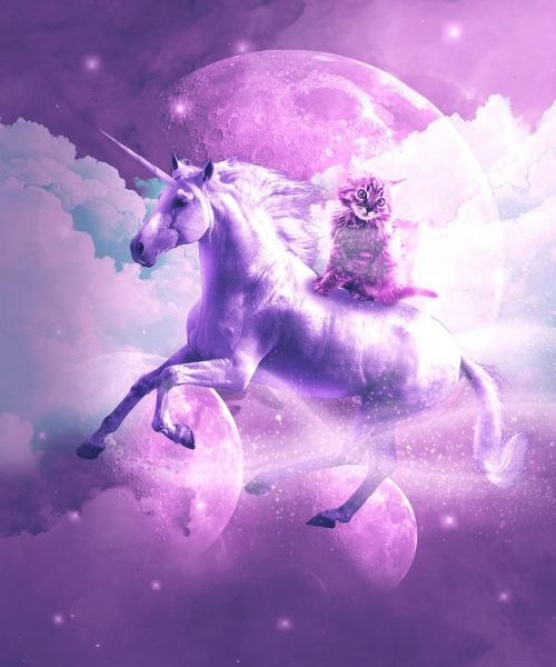 DJI Action 2 Skin design of Unicorn, Purple, Fictional character, Mythical creature, Violet, Cg artwork, Illustration, Mythology with white, purple, blue, gray, black colors