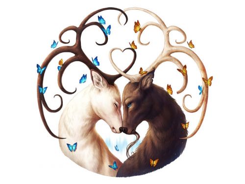 Design of Gesture, Fawn, Serveware, Horn, Font, Art, Mythical creature, Dishware, Tail, Drinkware, with white, brown, blue, yellow, orange colors