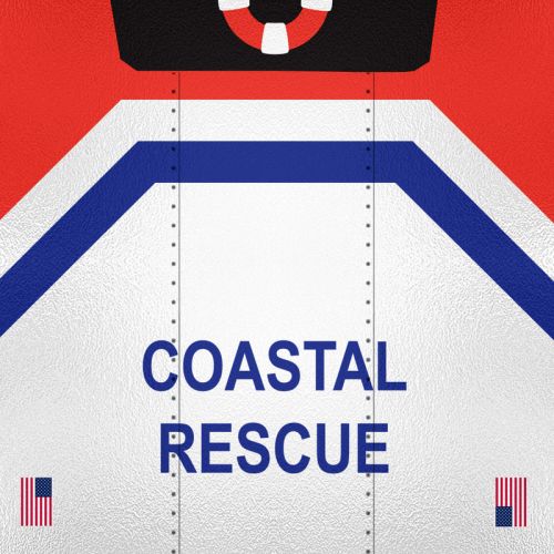 Design of Coast guard, Naval architecture, with red, blue, white, black, gray colors